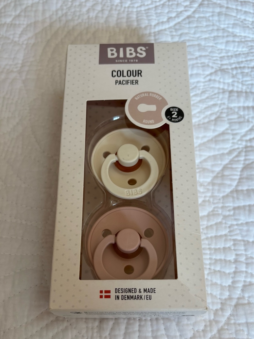NWT Bibs Colour Infant Pacifier Pack - Cream & Blush Pink